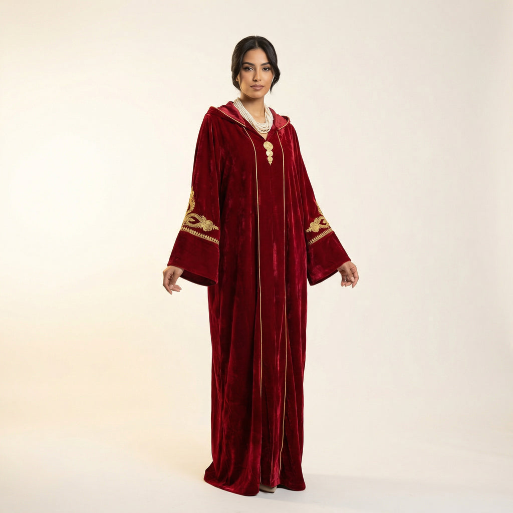 Djellaba Velours Rouge