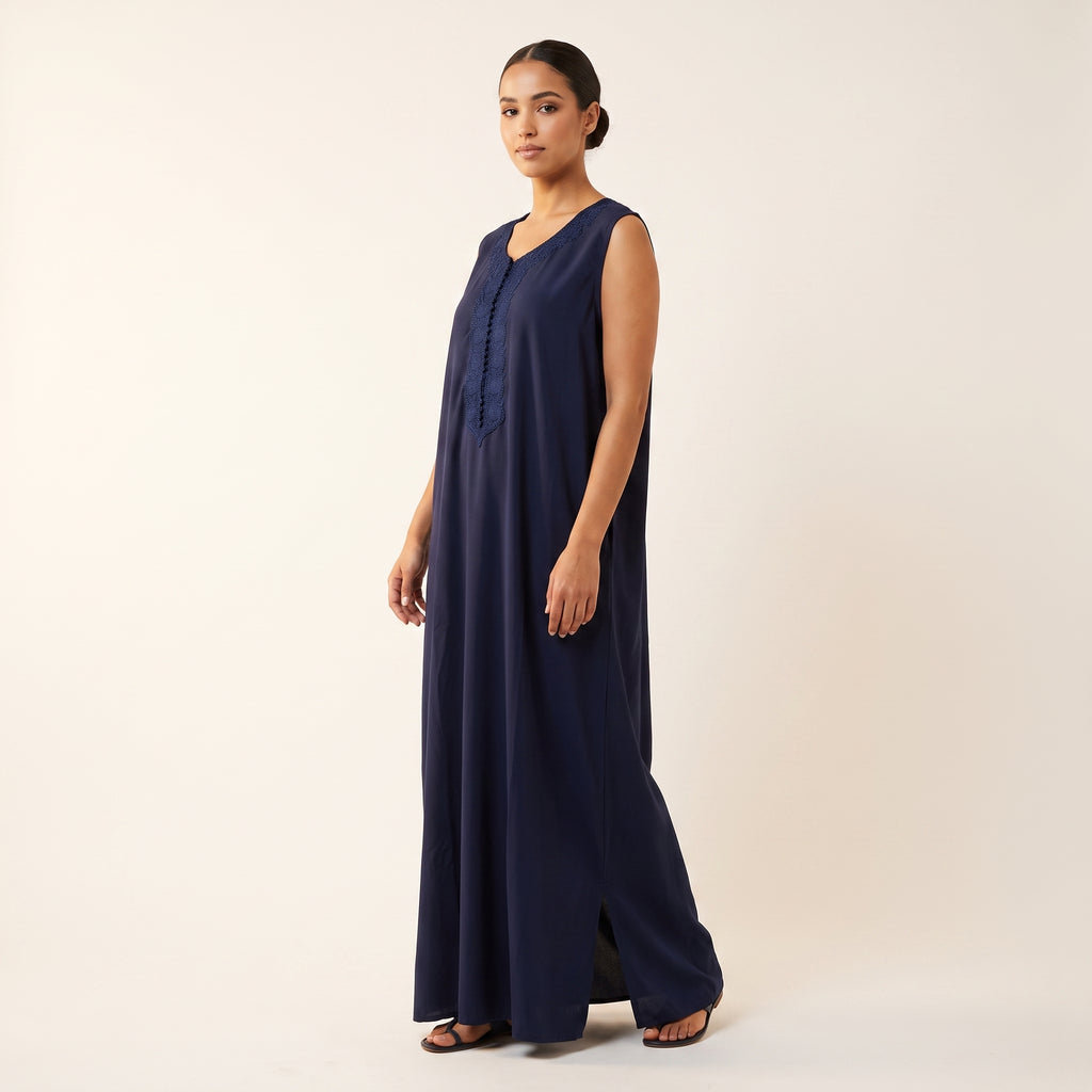 Ensemble kimono noir et robe bleu marine