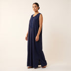 Ensemble kimono noir et robe bleu marine