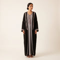 Ensemble kimono noir et robe grise