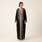 Ensemble kimono noir et robe grise