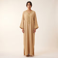 Caftan beige strié fil doré
