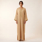 Caftan beige strié fil doré