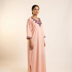 Gandoura rose poudré broderies berbères