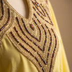 Gandoura farasha jaune citron broderies dorées