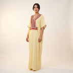 Gandoura farasha jaune banani broderies rouges