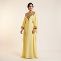 Gandoura farasha jaune citron broderies dorées
