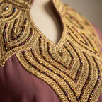 Gandoura farasha mauve broderies dorées