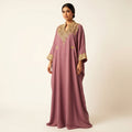 Gandoura farasha mauve broderies dorées