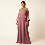Gandoura farasha mauve broderies dorées