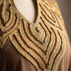 Gandoura farasha taupe broderies dorées