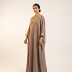 Gandoura farasha taupe broderies dorées