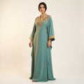 Gandoura farasha turquoise broderies dorées tarz maalem