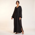 Schwarze Gandoura für Damen mit Aakad-Knöpfen