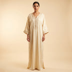 Caftan Jawhara ivoire rayures dorées