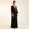 Gandoura noire broderies berbères dorées