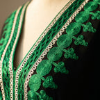 Gandoura farasha noire broderies vertes