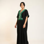 Gandoura farasha noire broderies vertes