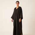 Caftan noir oversize crêpe pailleté