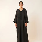 Caftan noir oversize crêpe pailleté