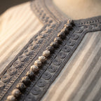 Gandoura lin rayée blanc et gris