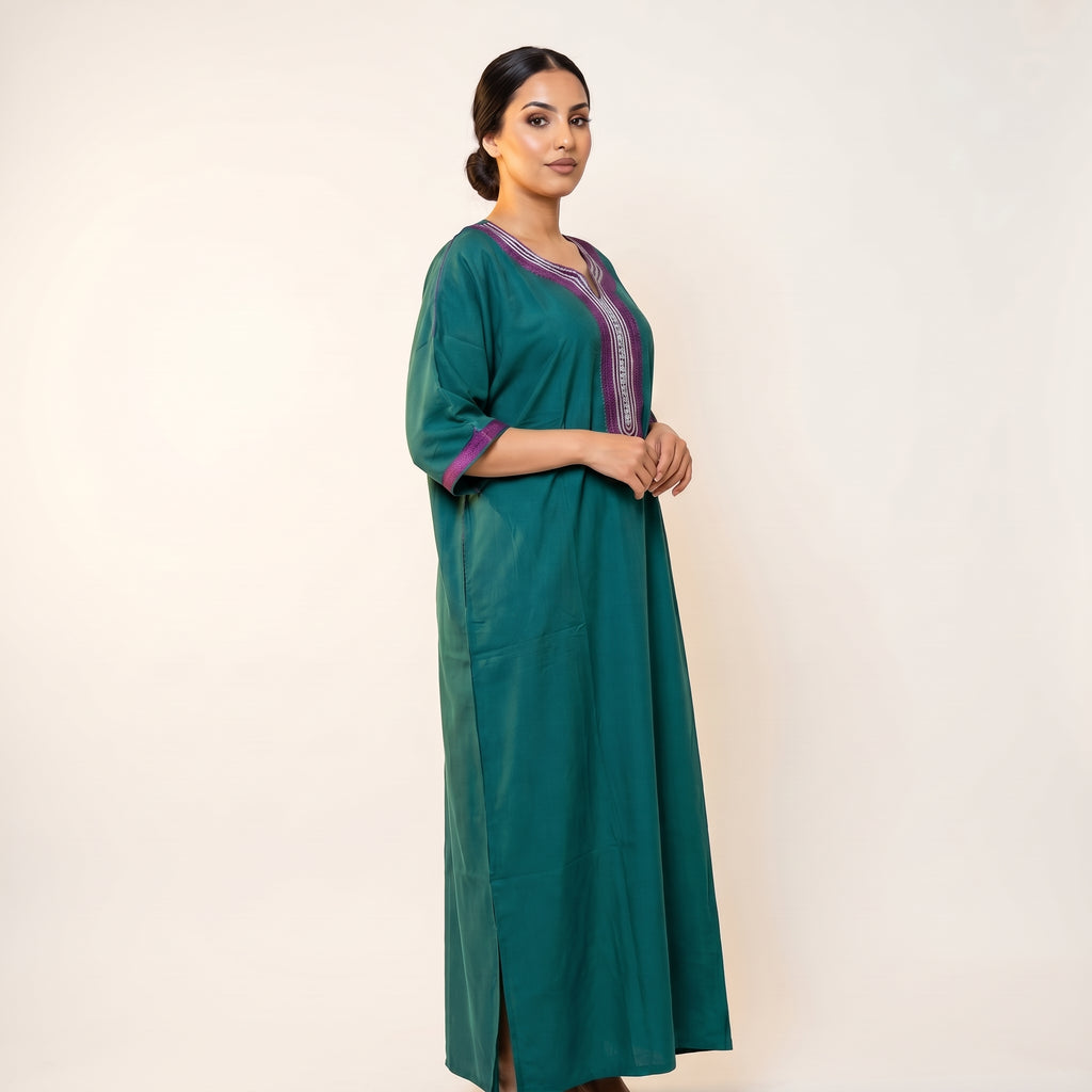 Gandoura vert canard sfifa violet