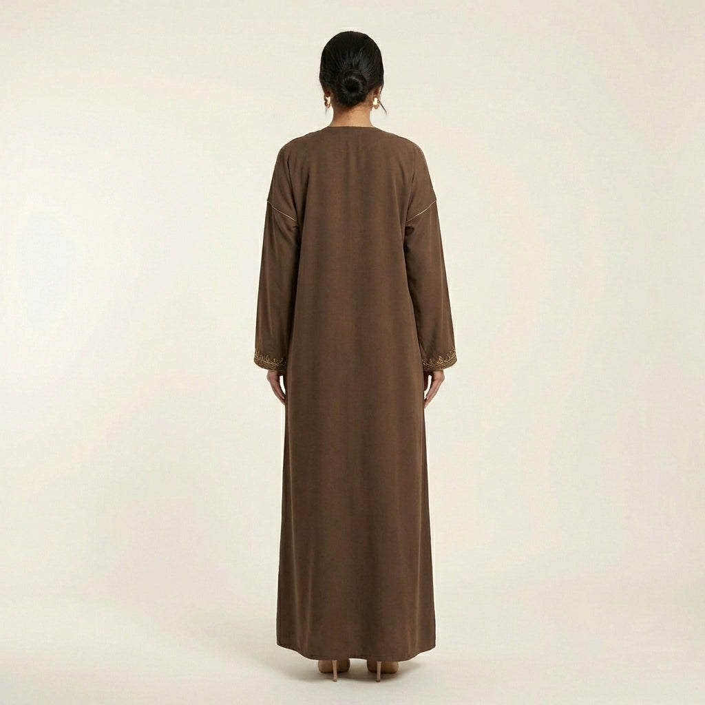 Gandoura Femme Brodée Marron Chocolat