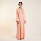 Gandoura Femme Brodée Rose Pêche