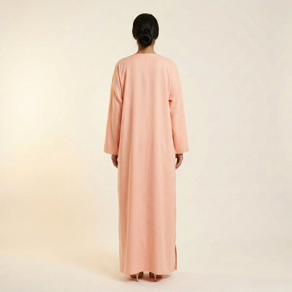 Gandoura Femme Brodée Rose Pêche