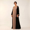 Kimono 2 pièces taupe et noir brodé tarz maalem