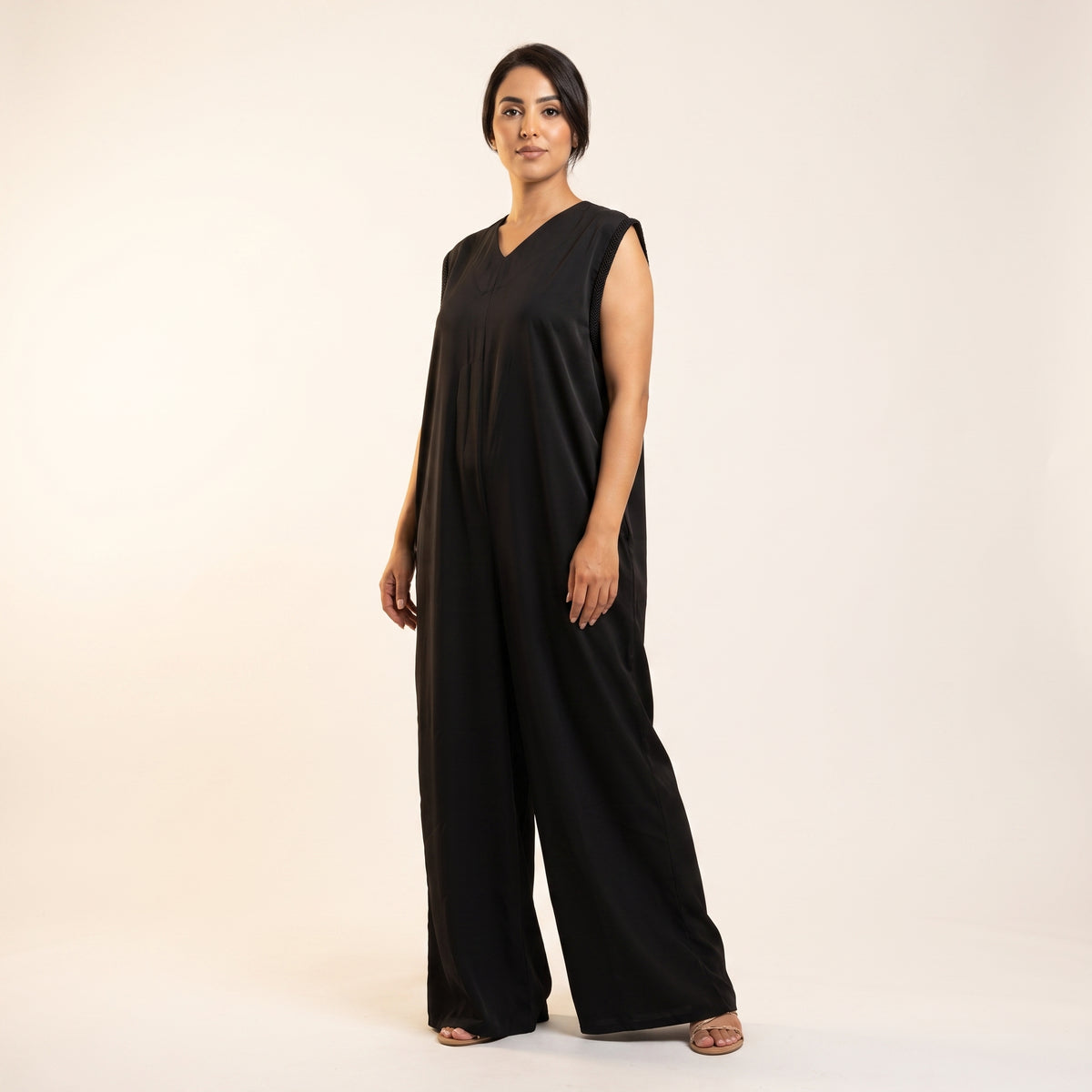 Kimono rayé et salopette noire ensemble 2 pièces