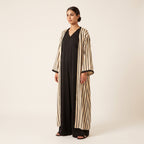 Kimono rayé et salopette noire ensemble 2 pièces