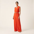 Ensemble kimono rayé et salopette orange